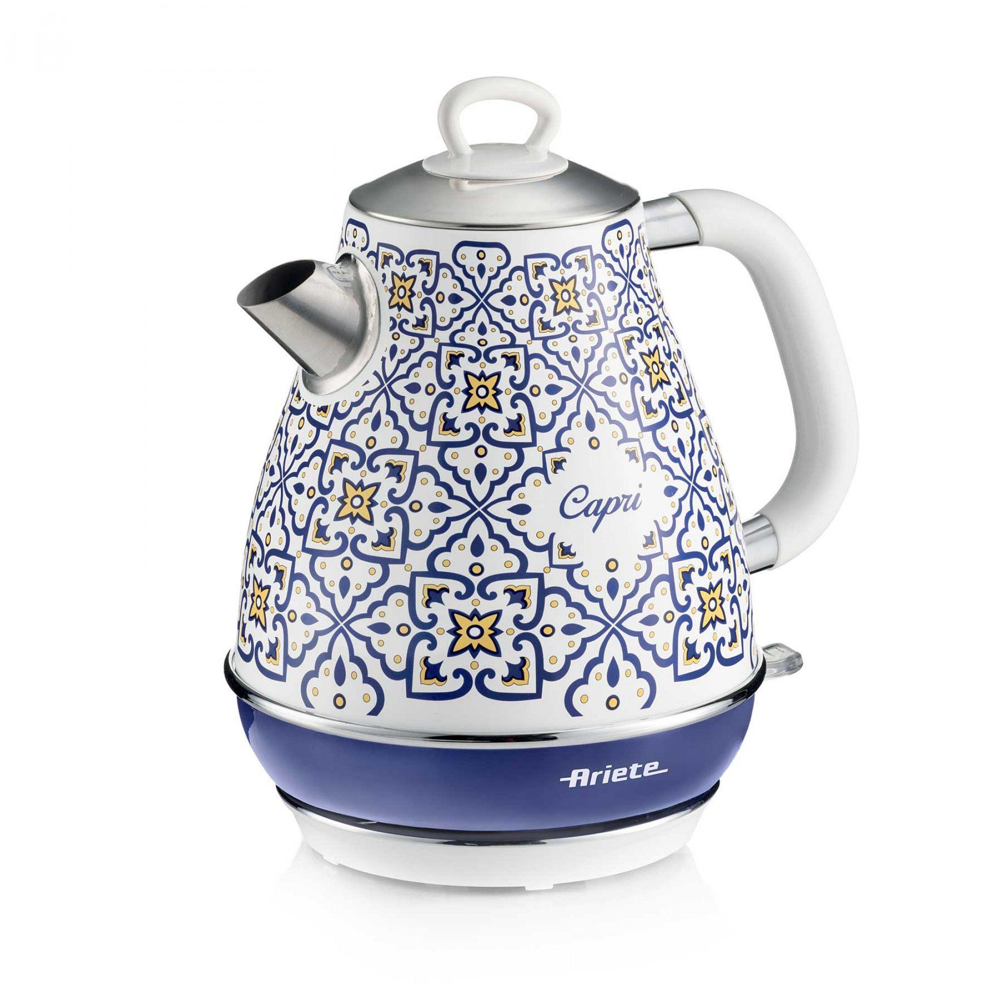Jarro Elétrico ARIETE 2869 Capri (2200 W - 1,7 l - Aço inoxidável - Branco/Azul-claro)