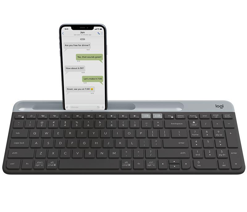 Teclado LOGITECH K580 (Nórdico - Tamanho completo - RF Wireless + Bluetooth - Grafite)