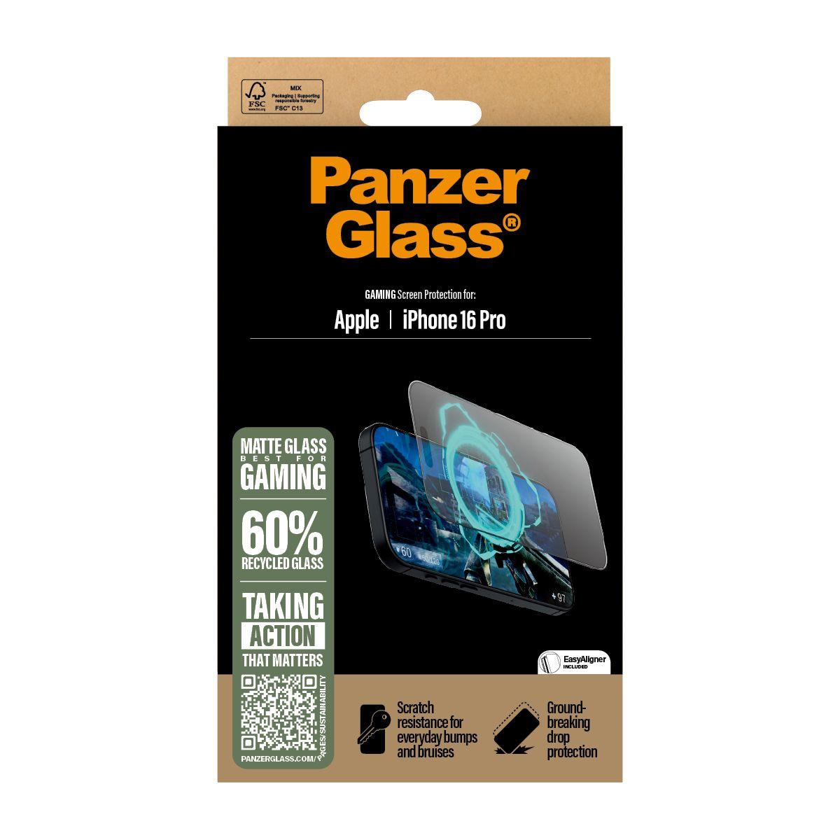 Película de Proteção de Ecrã PANZERGLASS Gaming para iPhone 16 Pro (Apple iPhone 16 Pro - Apple - Transparente com Moldura Preta) — miniatura 3