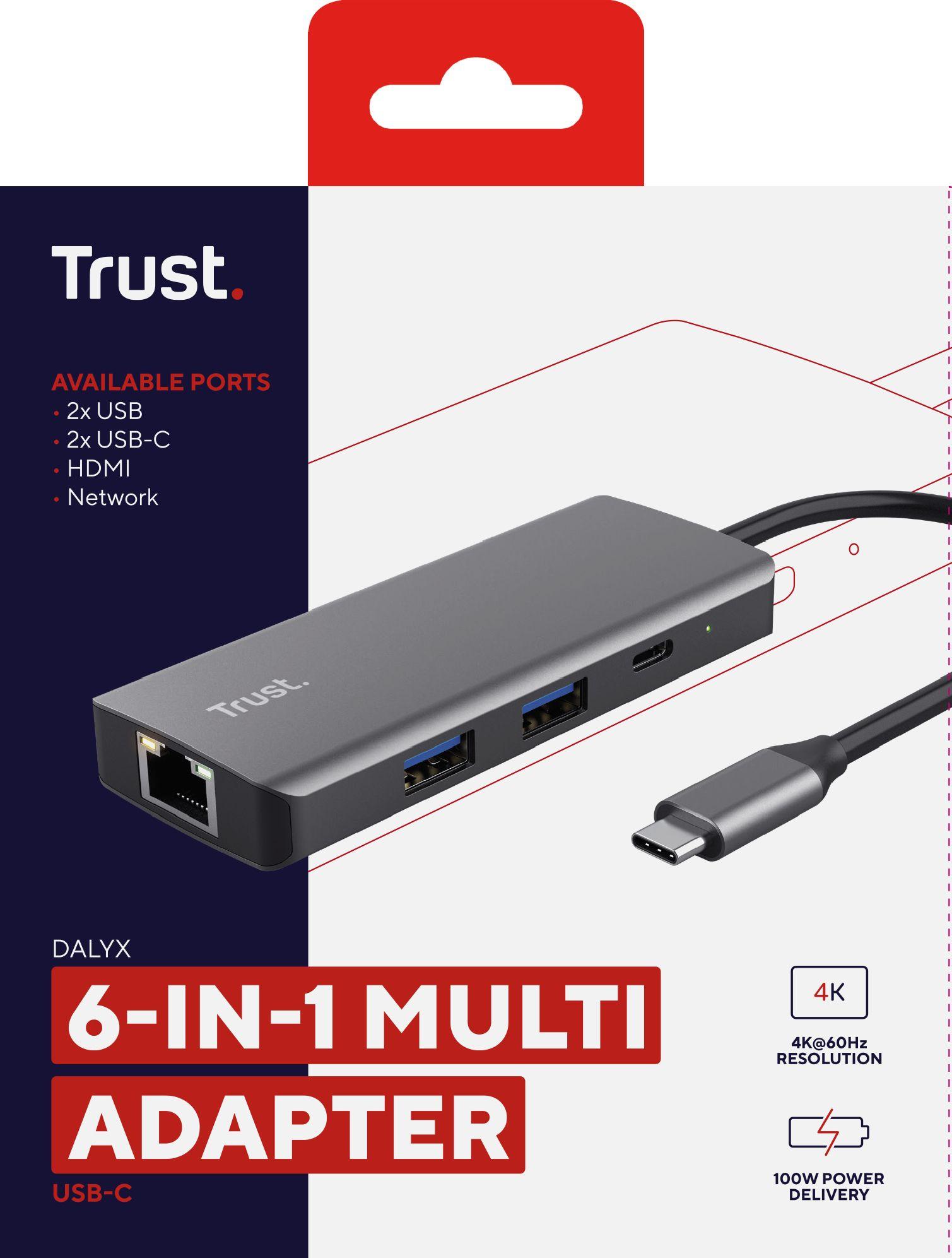 Adaptador Multiportas TRUST Dalyx 24968 (0,2 m - USB Type-C - USB 2.0 - Prateado) — miniatura 9