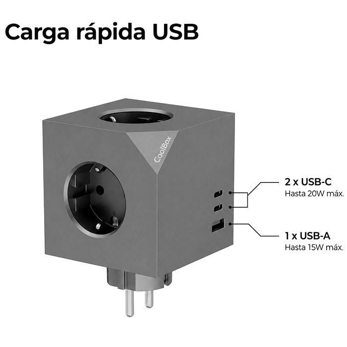 Bloco de Tomadas COOLBOX COO-BEN-CU-CUBE (AC - Cinzento) — miniatura 7