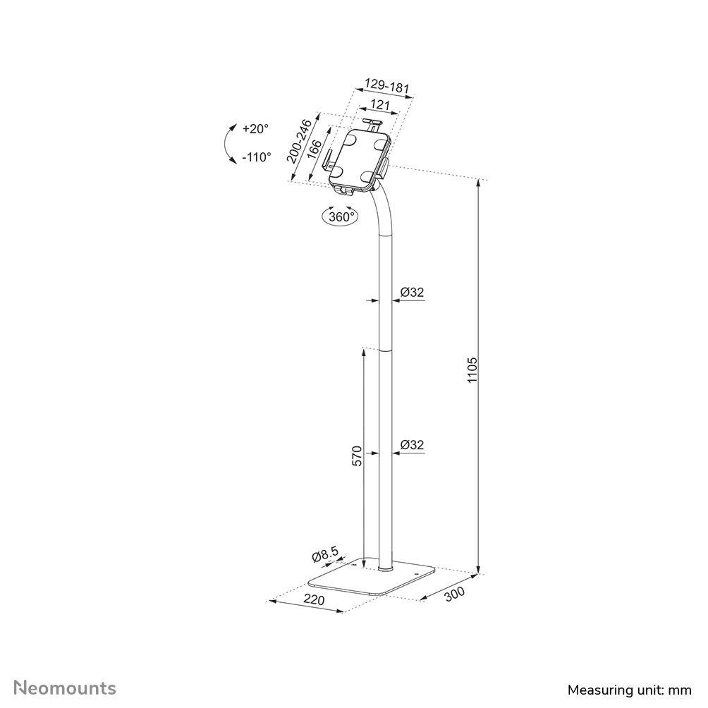Suporte de Segurança de Chão para Tablet NEOMOUNTS FL15-625BL1 (7,9–11 polegadas - Preto), miniatura 15