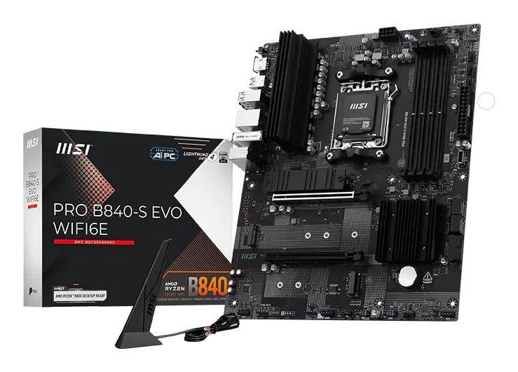 Motherboard MSI PRO B840-S EVO WIFI6E (AM5 - ATX - Duplo canal - Preto)