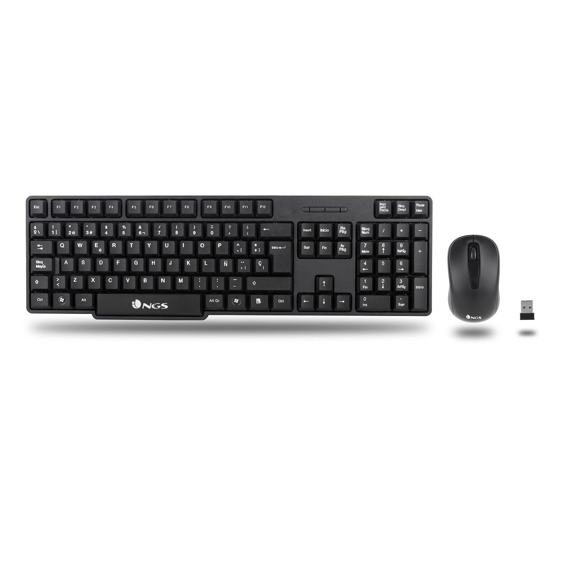 Teclado e Rato NGS Euphoria Kit (Inglês - Tamanho completo - RF Wireless - Preto), miniatura 2