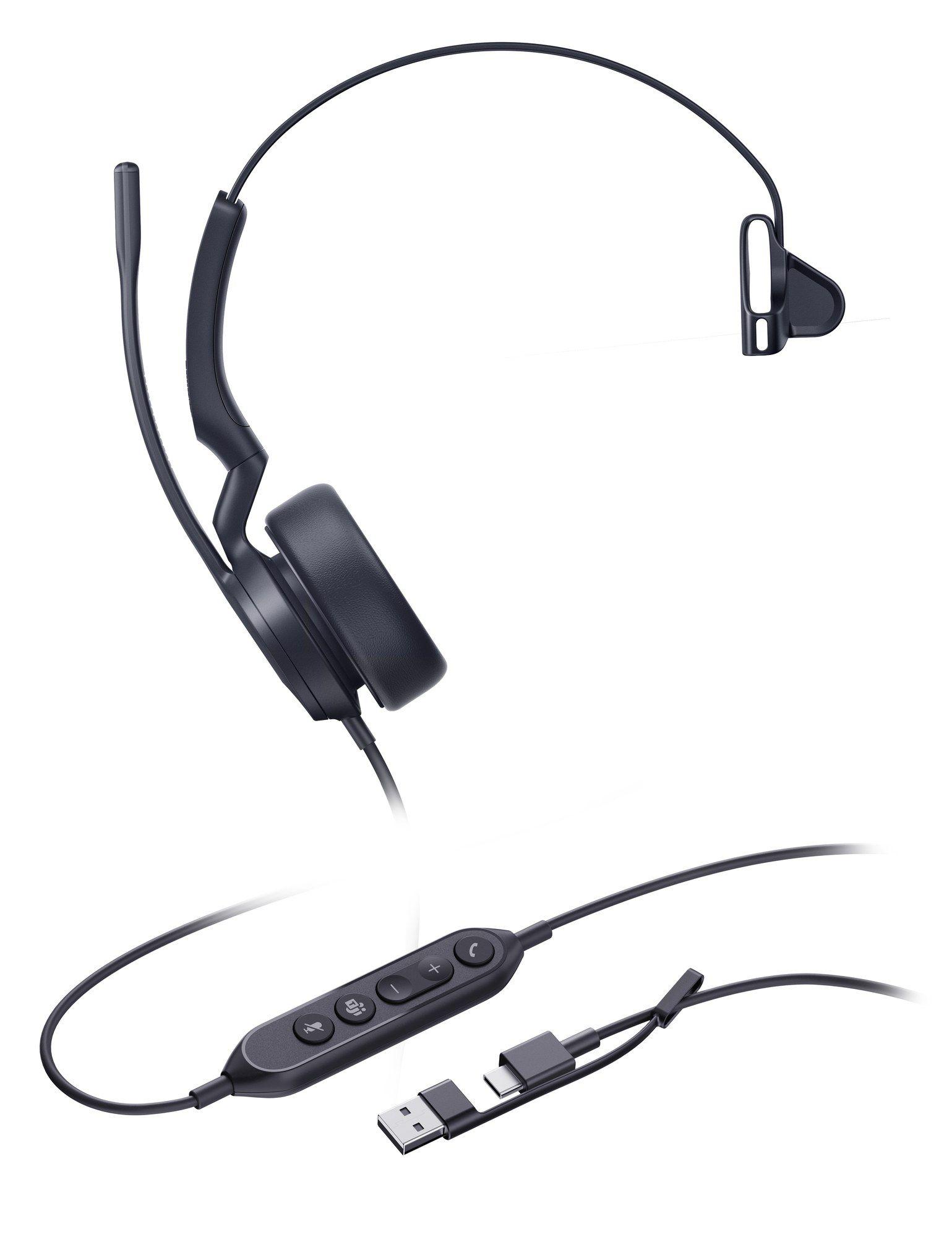 Headset YEALINK UH44 Mono Teams USB-C/A (Monofónico - Com fios - Supra-aural - Preto)
