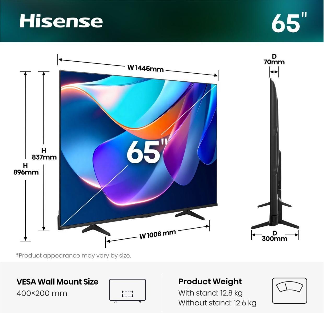 Televisão HISENSE TV 65A6S (65" - QLED - 4K Ultra HD - Preto) — miniatura 2