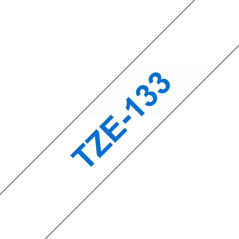 Fita de Etiquetas BROTHER TZe-133 (Azul sobre Transparente)