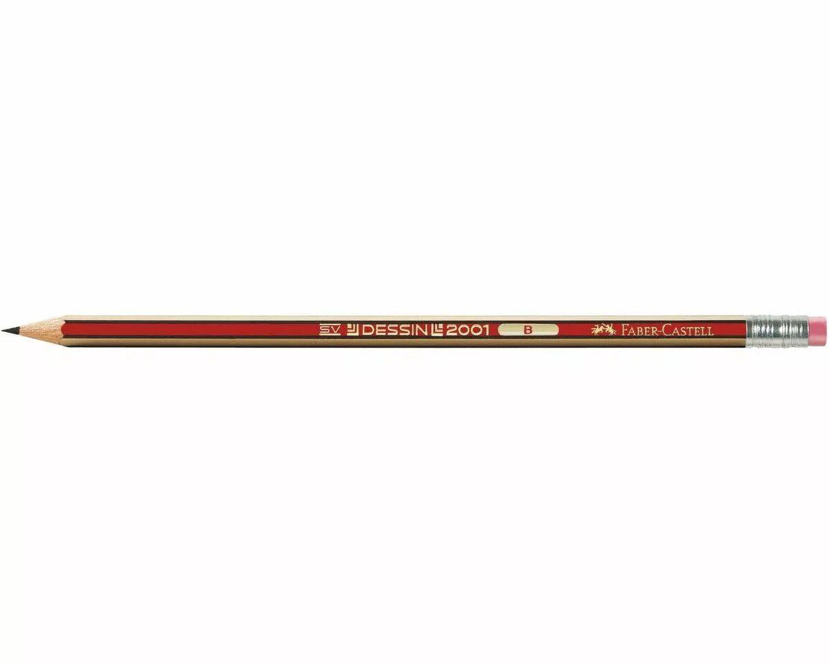 Lápis de Grafite FABER-CASTELL Dessin 2001 G-tip B (Preto, Dourado e Vermelho)