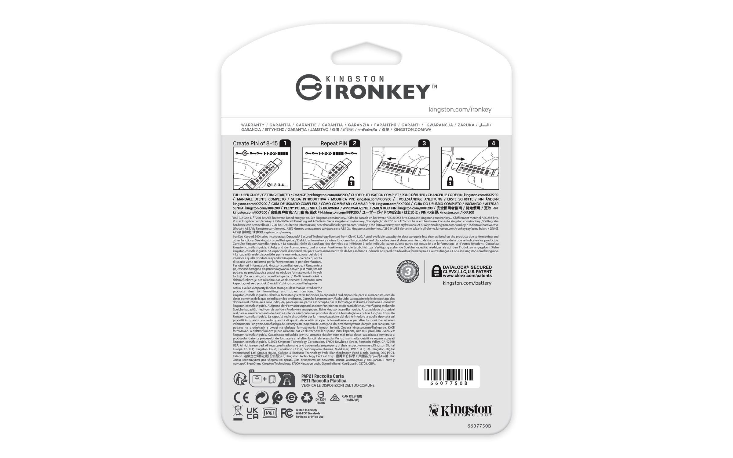 Pen USB KINGSTON IronKey Keypad 200 (16 GB - Sleeve - Com tampa - Azul) — miniatura 4