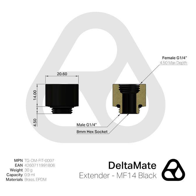 Extensor de Racor THERMAL GRIZZLY DeltaMate Extender MF14 (Preto) — miniatura 3