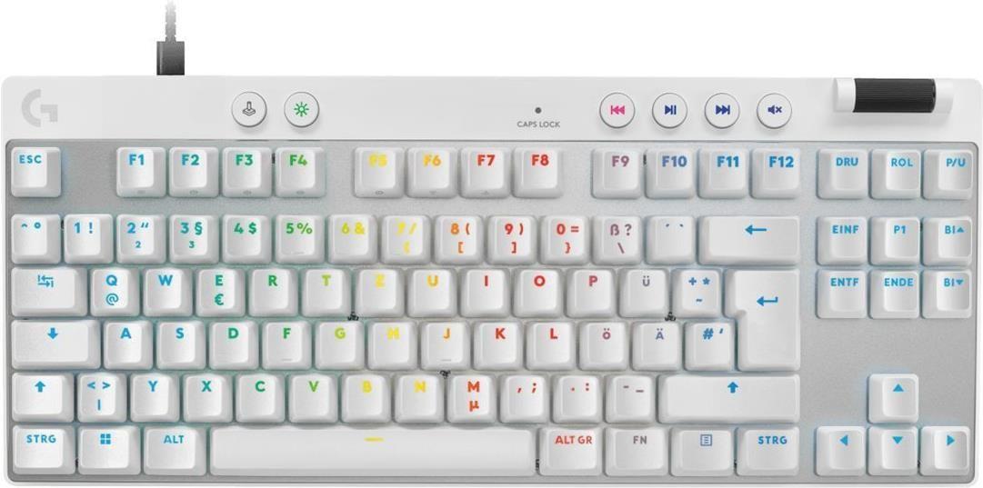 Teclado LOGITECH PRO X TKL RAPID (Alemão - Magnético-mecânicos - USB - Branco)