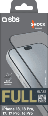 Protetor de Ecrã de Vidro Temperado SBS Full Cover iPhone 18/18 Pro/17/17 Pro/16 Pro (Preto)
