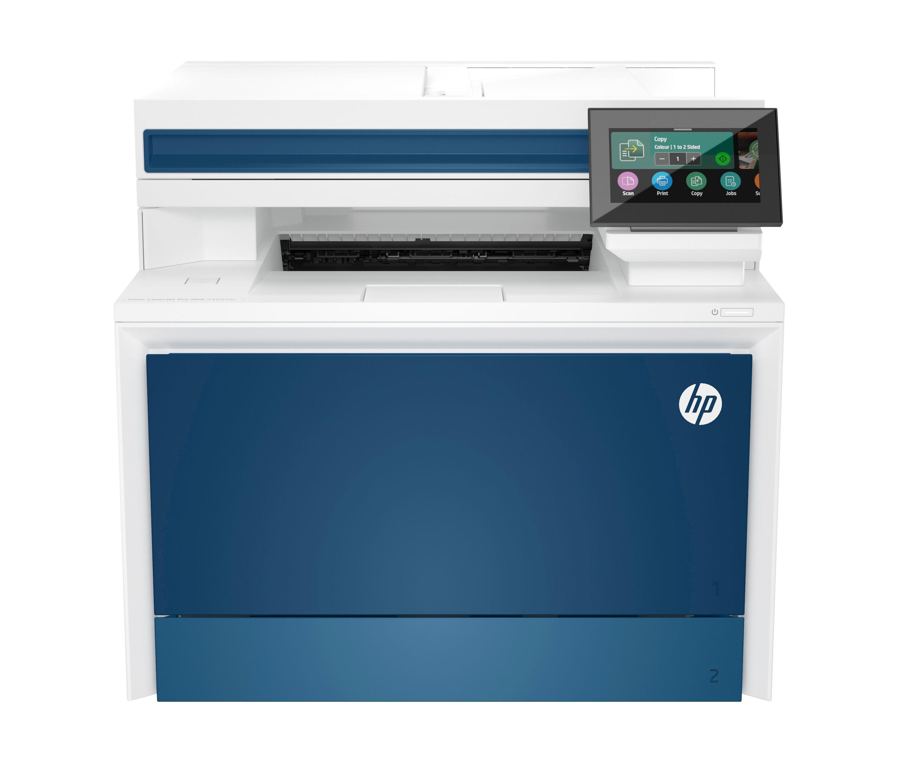 Impressora Multifunções HP Color LaserJet Pro 4302fdn (A4 - Impressão a cores - 300 folhas - Azul e Branco)
