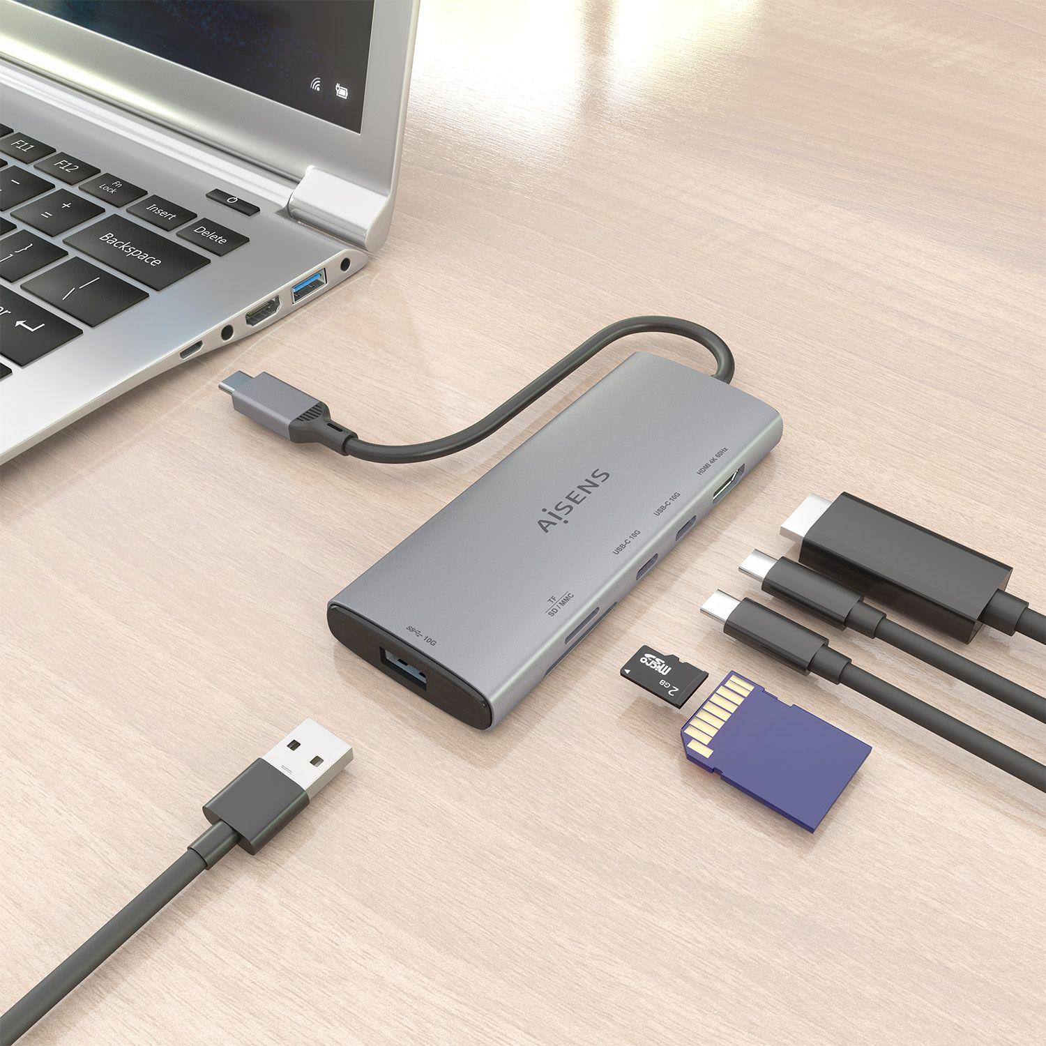 Dock USB-C AISENS ASUC-6P029-GR (0,2 m - Cinzento), miniatura 5