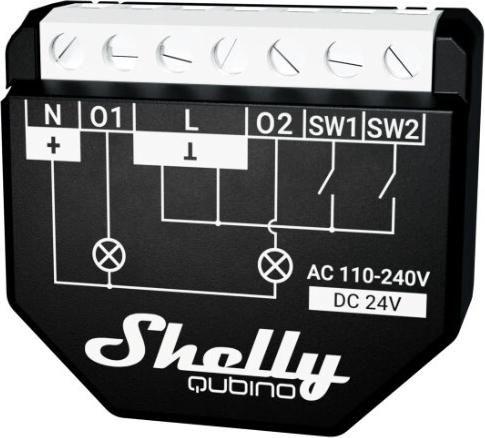 Módulo de Automação SHELLY Qubino Wave 2PM (Plástico - Preto)