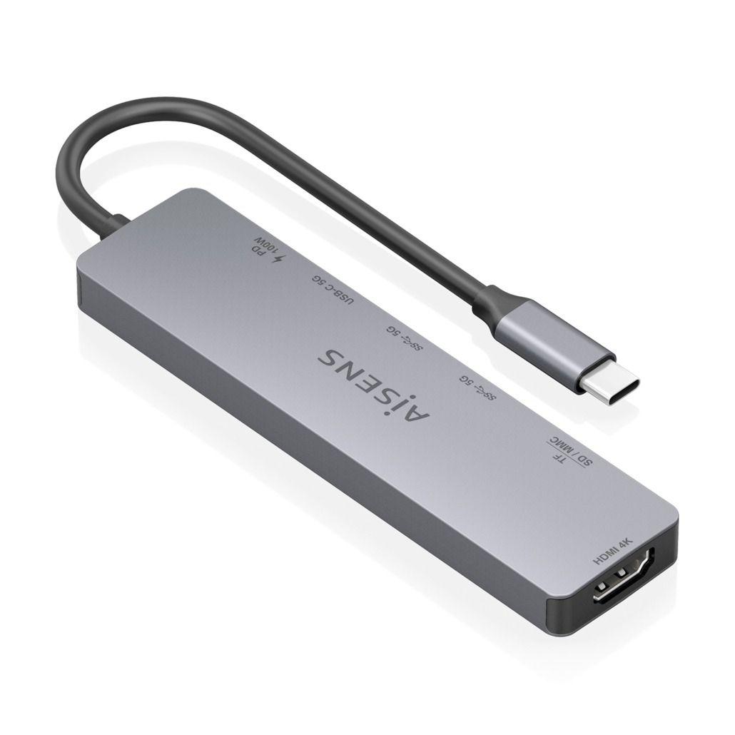 Dock USB-C AISENS ASUC-7P048-GR (0,15 m - Cinzento), miniatura 2