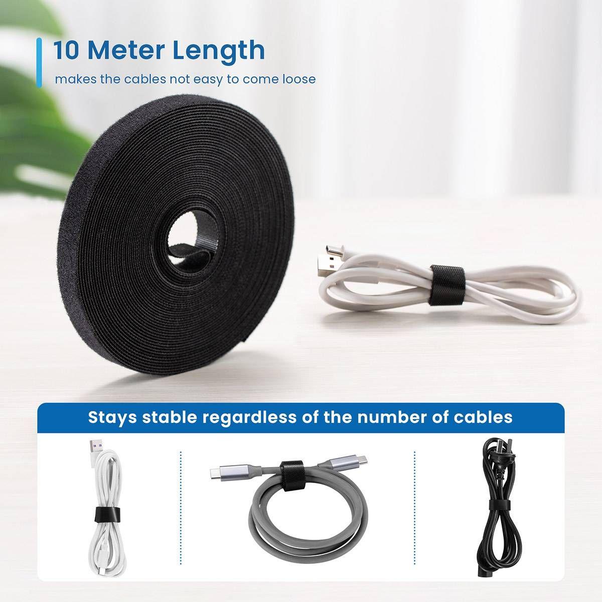 Fita Organizadora de Cabos EWENT EW1563 (Velcro - Preto), miniatura 5