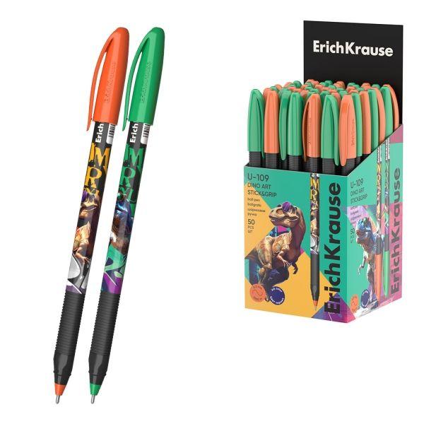 Caneta Esferográfica ERICHKRAUSE U-109 Stick and Grip Dino Art (Tinta Azul)