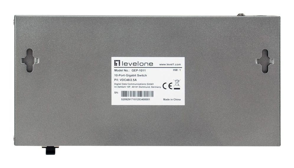 Switch PoE+ Não Gerido LEVEL ONE GEP-1011 (Gigabit Ethernet - 10/100/1000 Mbit/s - 0,1875 MB - Cinzento) — miniatura 5