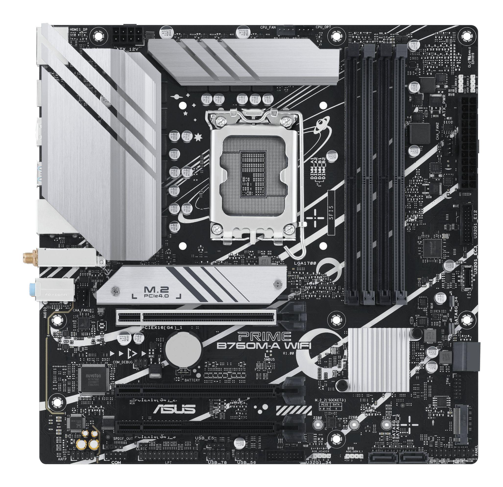 Motherboard ASUS PRIME B760M-A WIFI (LGA 1700 - micro ATX - Duplo canal)