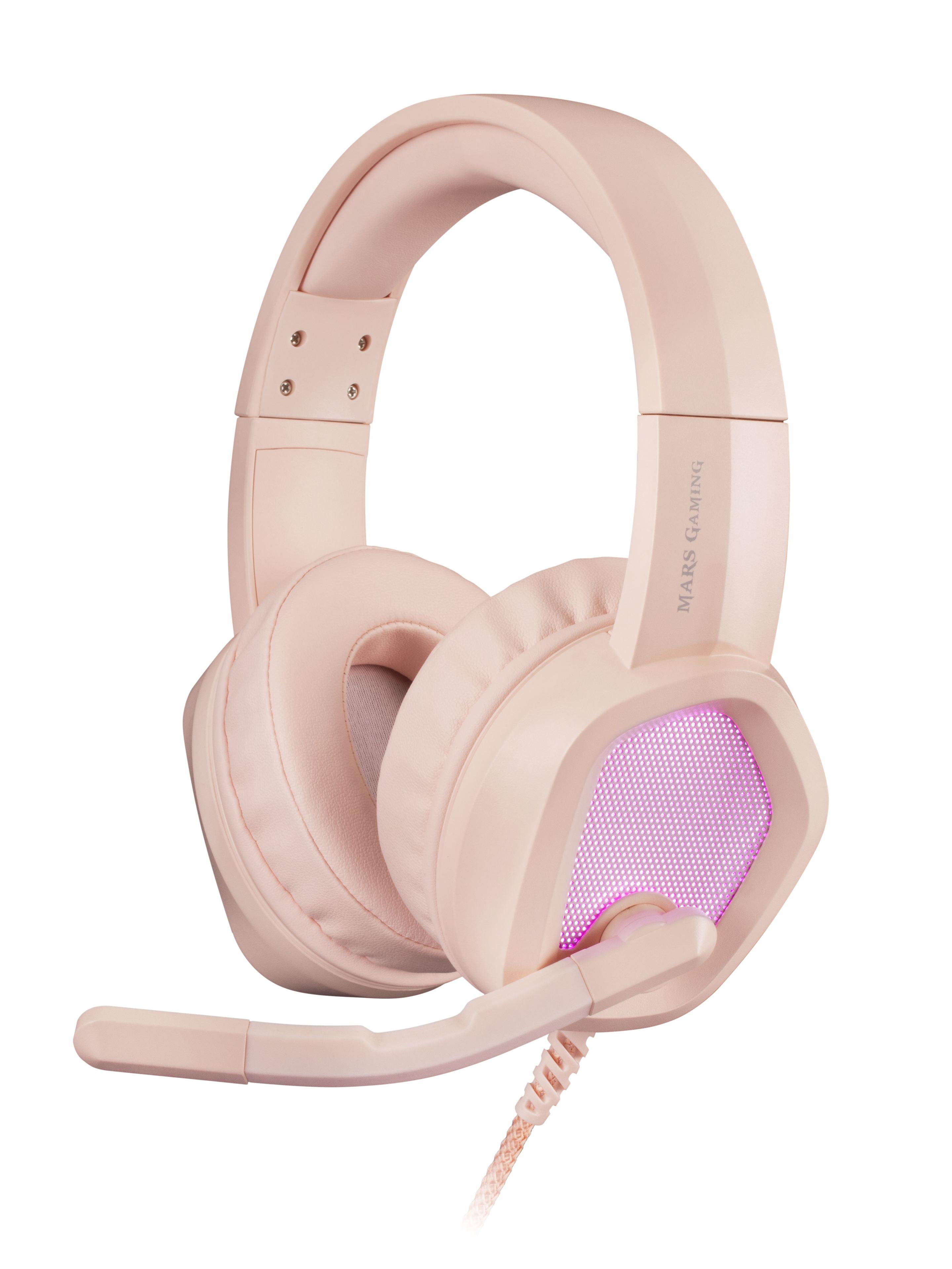 Headset Gaming MARS GAMING MH320 (Binaural - Com fios - Circum-aural - Rosa)