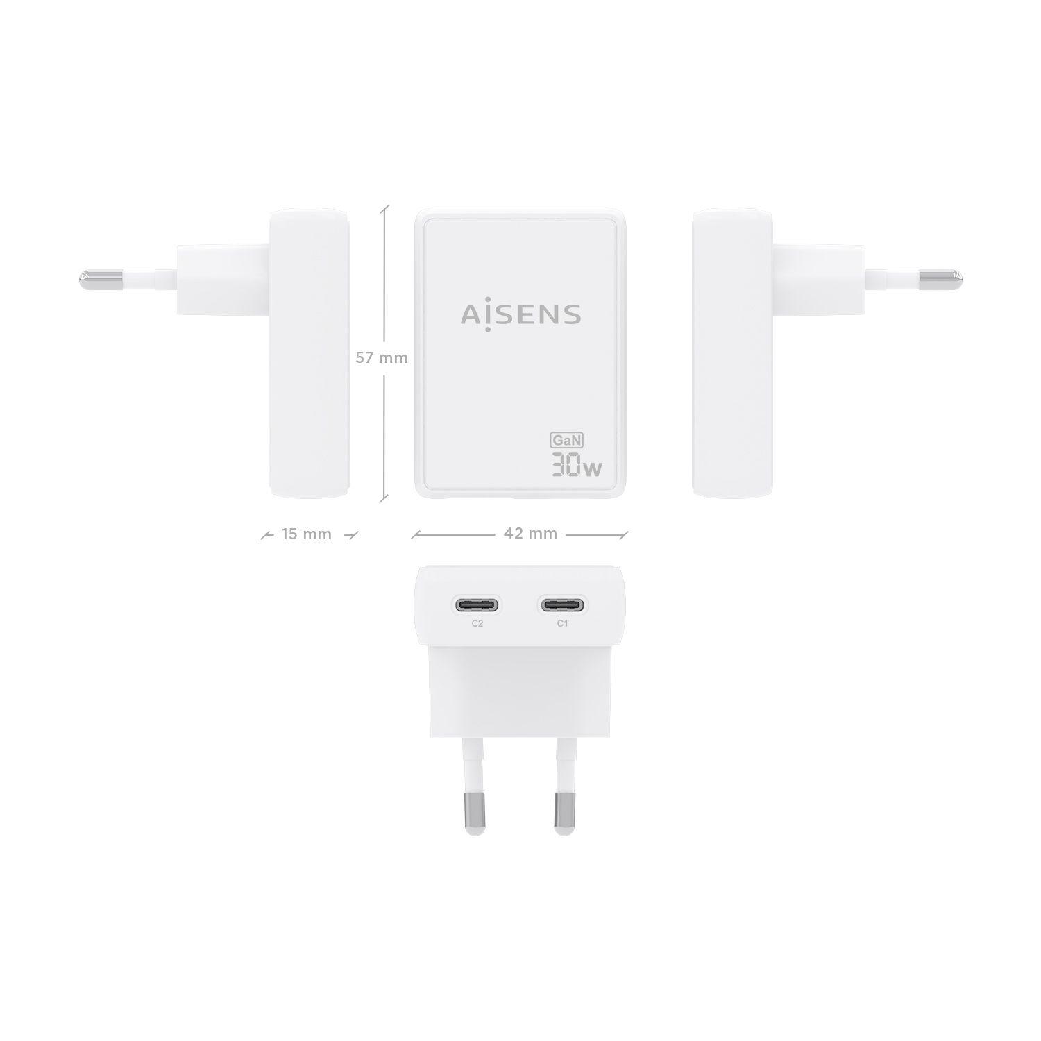 Carregador de Parede AISENS ASCH-30W2P075-W (30 W - Branco), miniatura 4