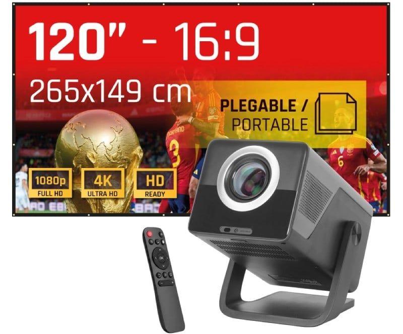 Projetor IGGUAL IGG321003 (4K - Android - Ecrã de Projeção 120")