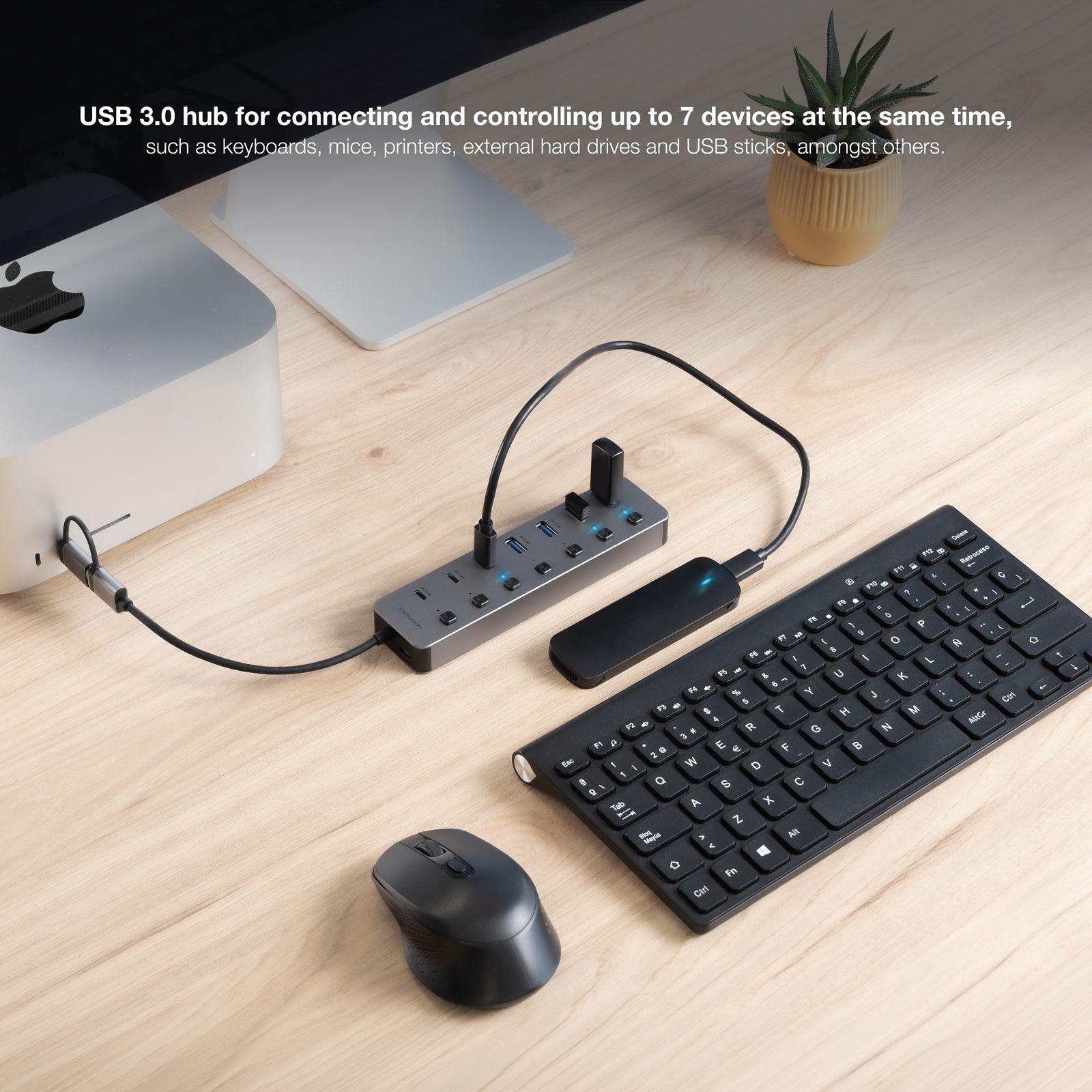 Hub USB NANOCABLE 10.16.4510 (0,18 m - Prateado), miniatura 3