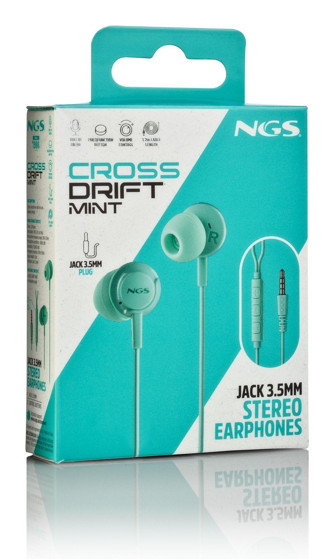 Auscultadores Intra-auriculares NGS Cross Drift Mint (Com fios - Azul menta), miniatura 7