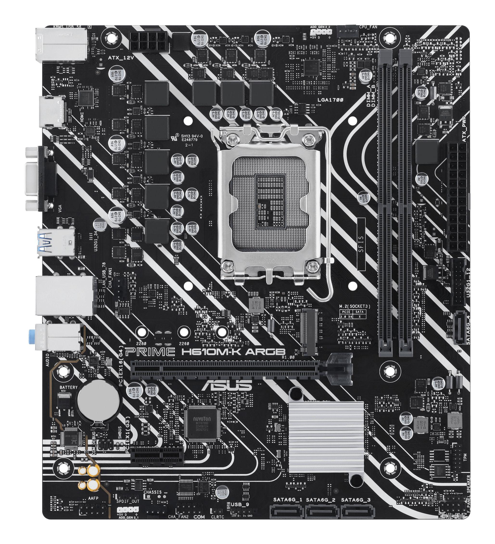 Motherboard ASUS PRIME H610M-K ARGB (LGA 1700 - micro ATX - Duplo canal) — miniatura 2