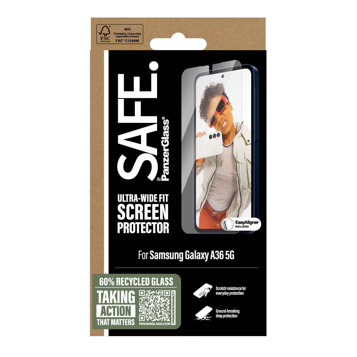 Película de Proteção de Ecrã PANZERGLASS SAFE. by PanzerGlass Ultra-Wide Fit (Samsung Galaxy A36 5G - Samsung - Transparente), miniatura 3