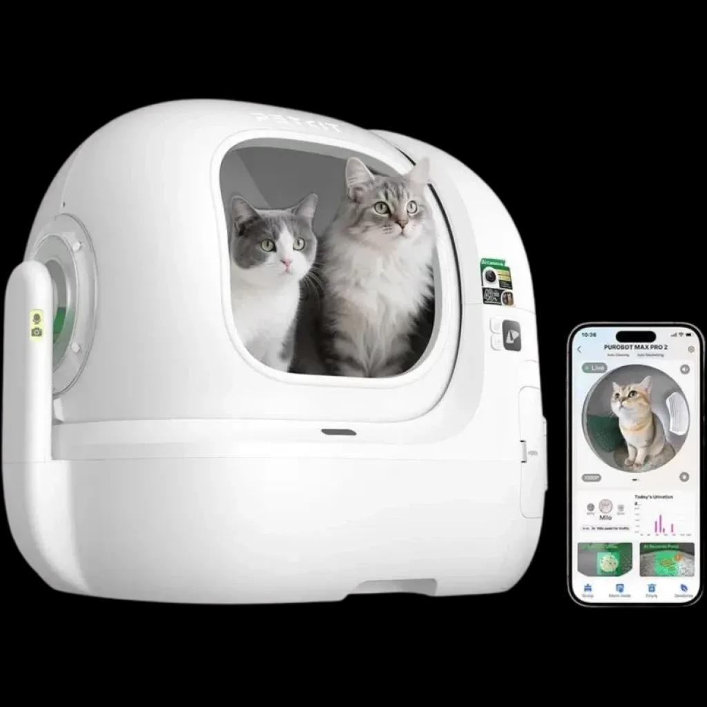 Caixa de Areia PETKIT Purobot Max Pro 2 (76 L - Câmara IA xSecure - Branco)