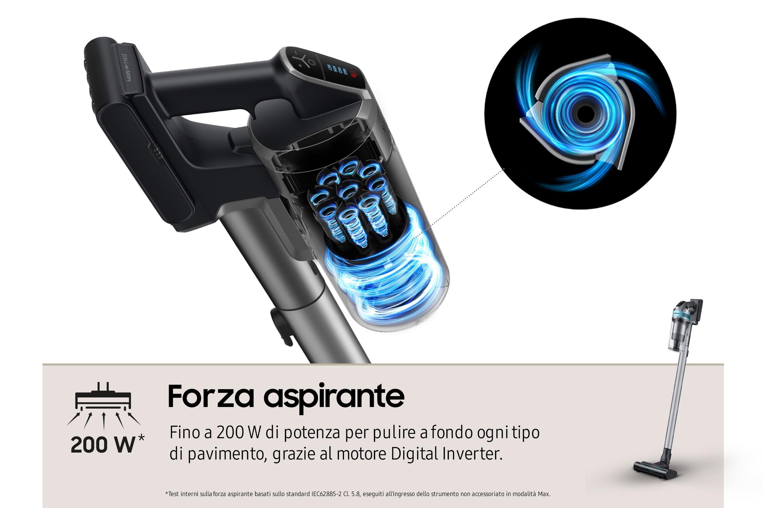 Aspirador Vertical 2 em 1 SAMSUNG Jet 75B Pet VS20B75AGR1/WA (Altura 113 cm - Preto e Azul menta), miniatura 5