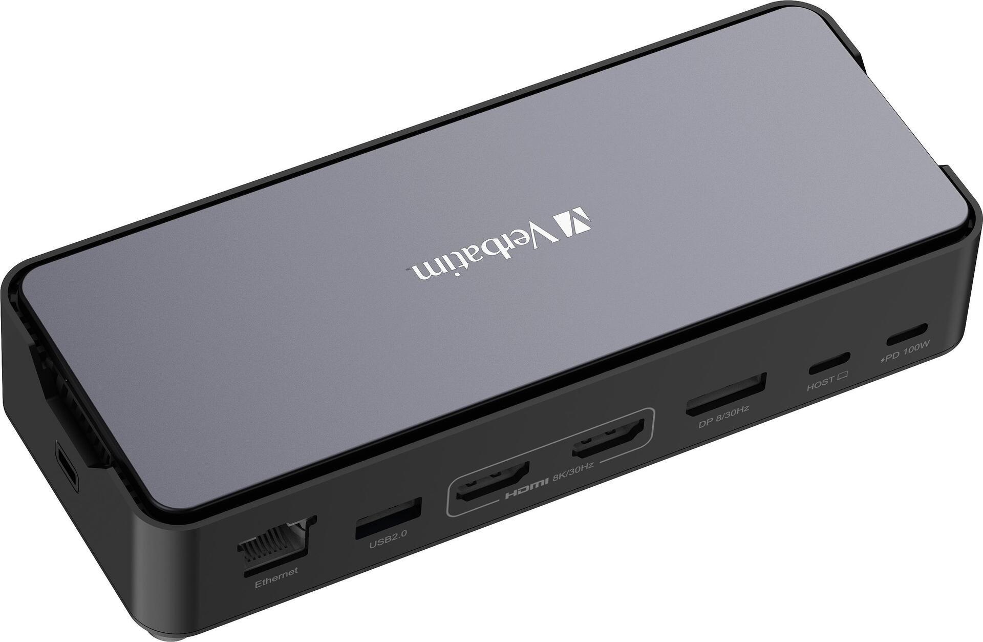 Dock USB-C VERBATIM CDS-15SSD (Windows 10, Windows 11 - Preto e Cinzento)