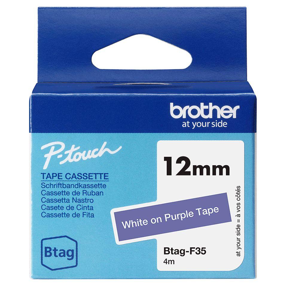 Fita para Rotuladora BROTHER BTAG-F35 (Branco sobre Roxo)