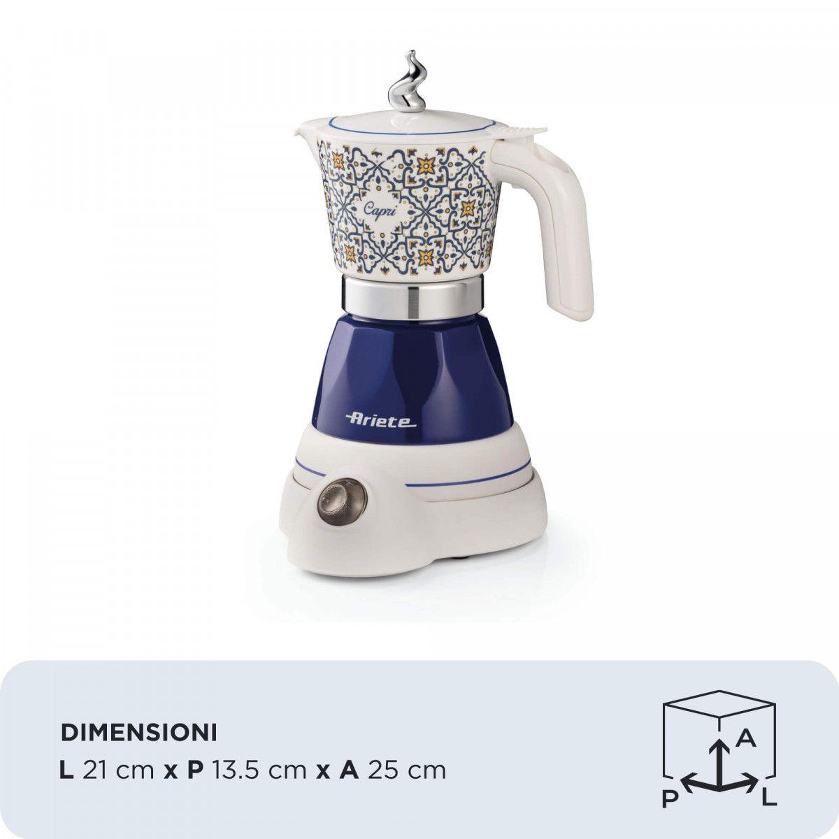 Cafeteira Italiana Elétrica ARIETE 1358 Capri (Café moído - 400 W - 5 bar - Azul e Branco), miniatura 3