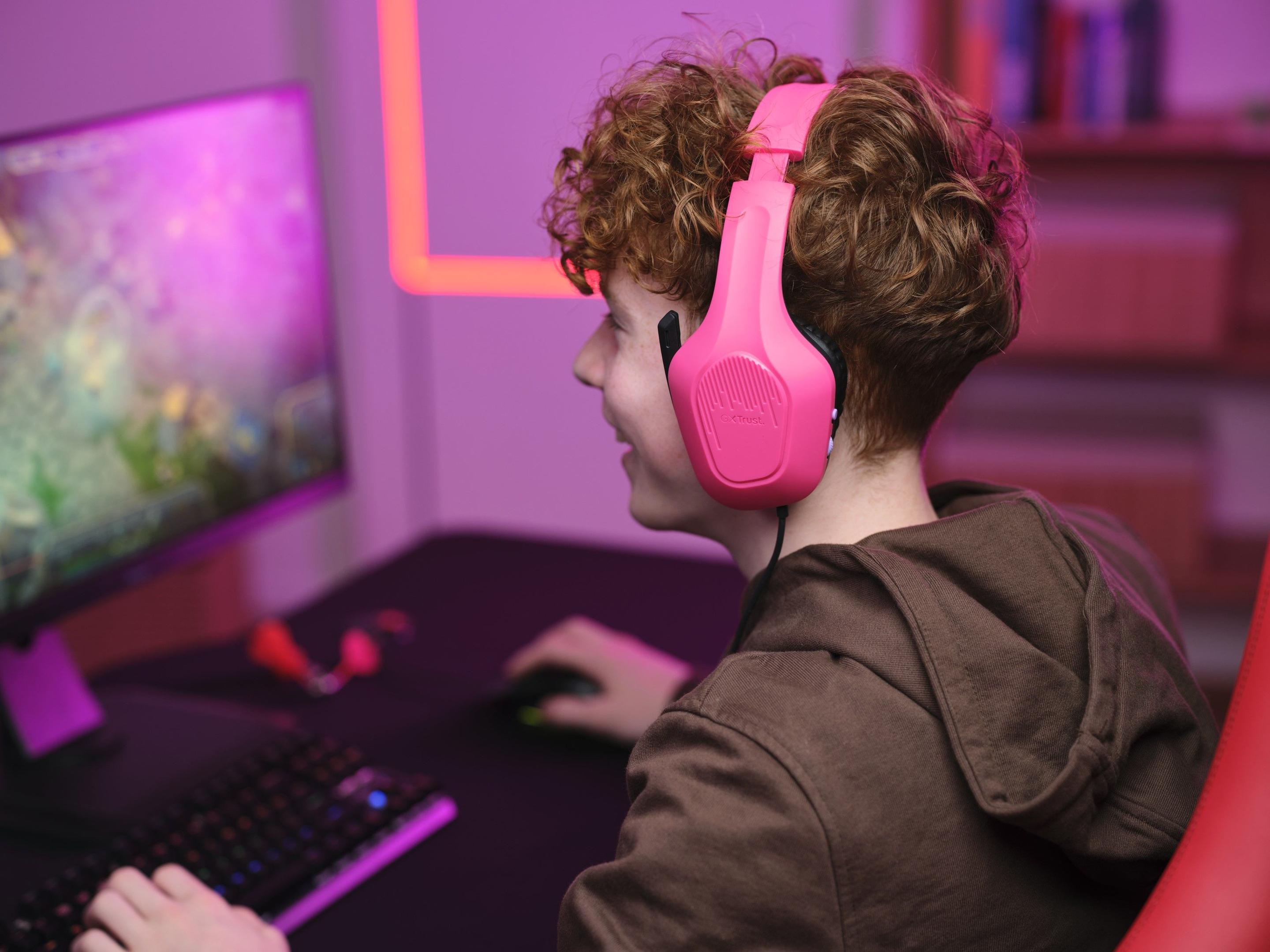 Headset Gaming TRUST GAMING GXT 415P Zirox (Binaural - Com fios - Circum-aural - Rosa), miniatura 9