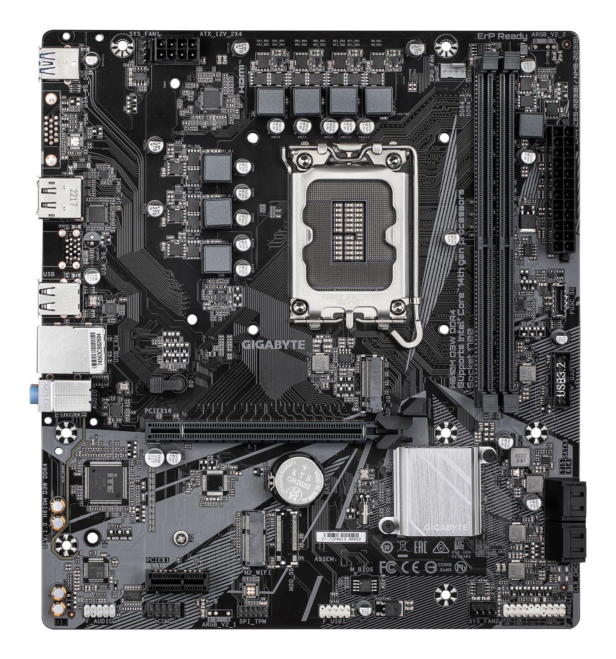 Motherboard GIGABYTE H610M D3W DDR4 (LGA 1700 - micro ATX - Duplo canal - Cinzento) — miniatura 2