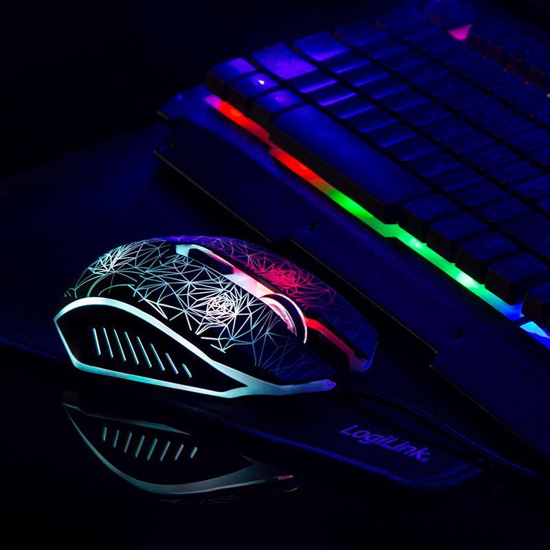Conjunto Teclado, Rato e Tapete Gaming LOGILINK ID0185 (Inglês - Membrana - Tamanho completo - Preto) — miniatura 8