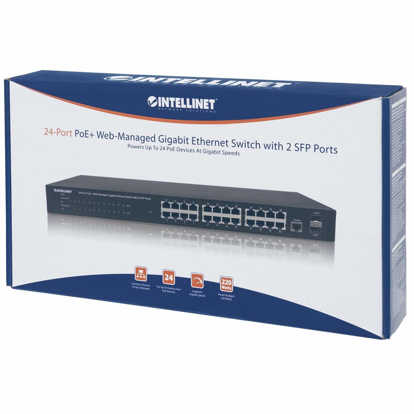 Switch de Rede Gerido INTELLINET 560559 (24 portas RJ-45 - Gigabit Ethernet - 52 Gbit/s - Preto) — miniatura 2