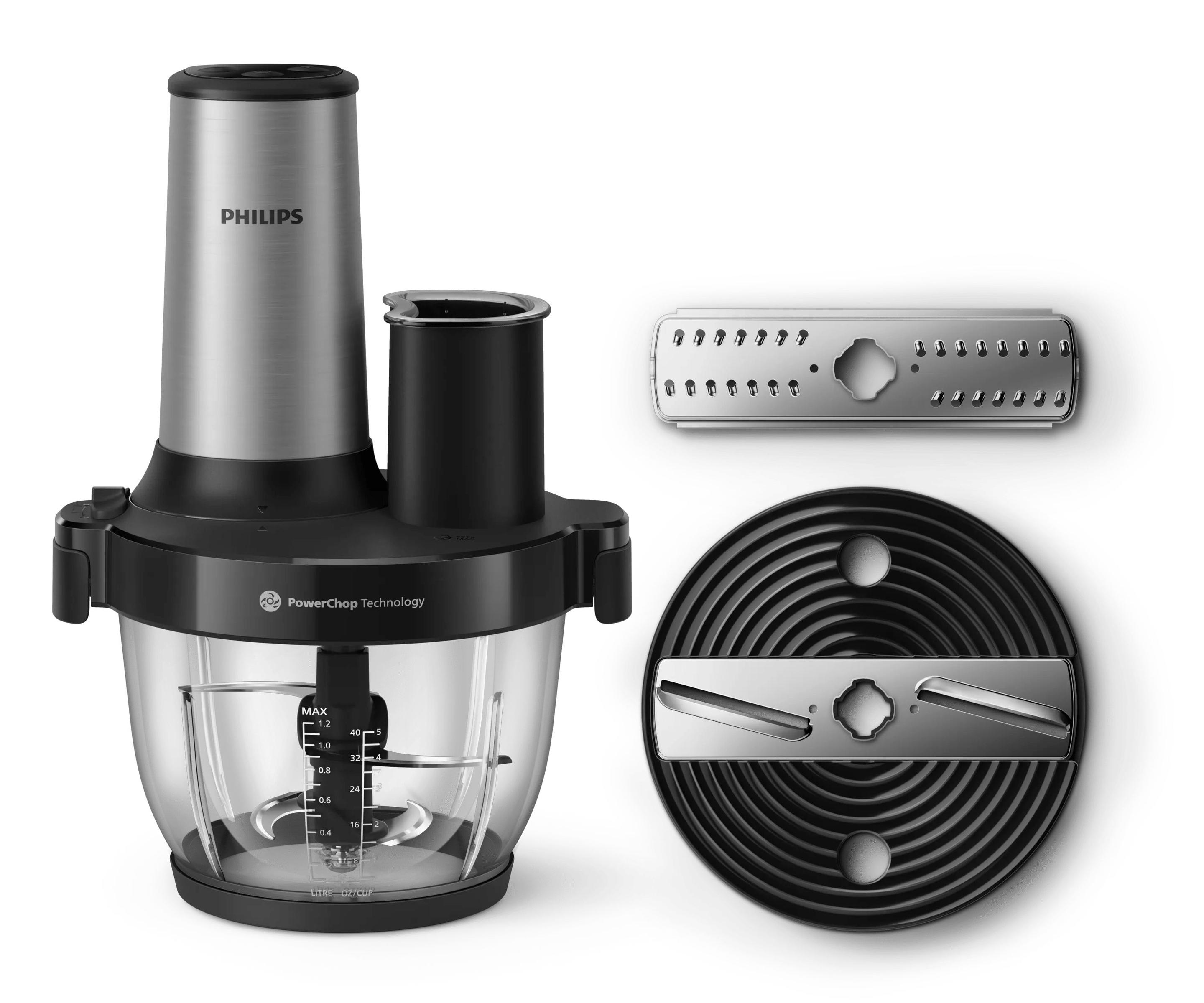Picadora de Alimentos PHILIPS Série 5000 HR1504/00 (650 W - 2 l - Plástico - Preto e Aço Inoxidável)