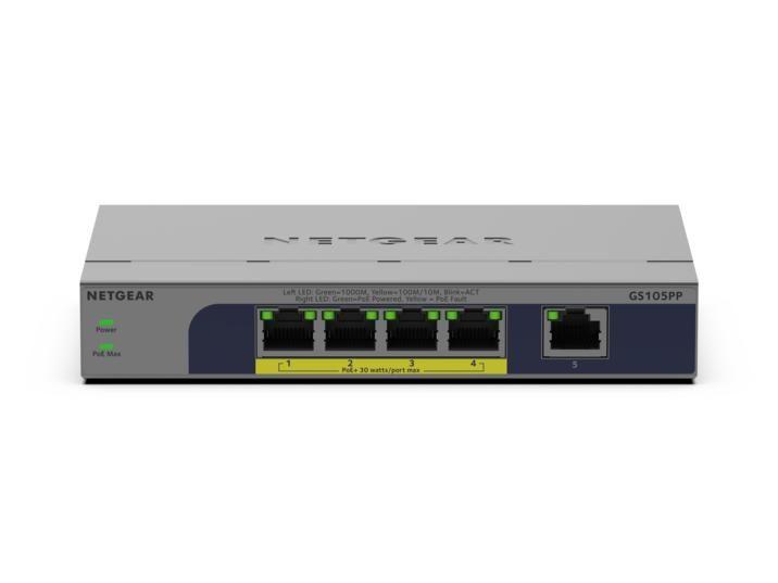 Switch NETGEAR GS105PP-300EUS (Gigabit Ethernet - 0,128 MB - 10 Gbit/s - Cinzento), miniatura 2