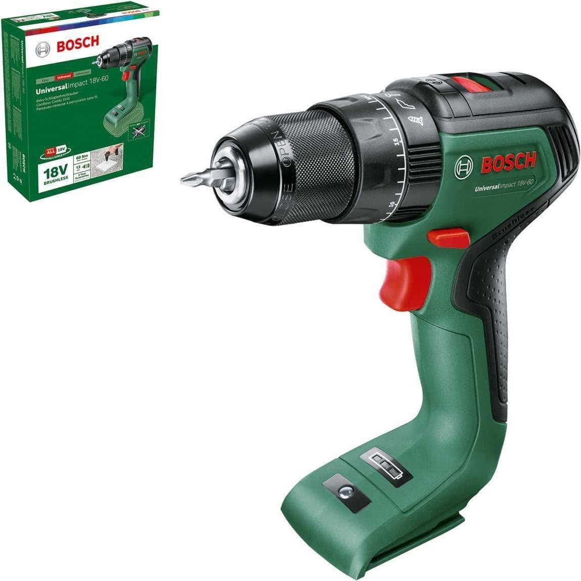Berbequim Aparafusador de Impacto BOSCH UniversalImpact 18V-60 (Verde e Preto)