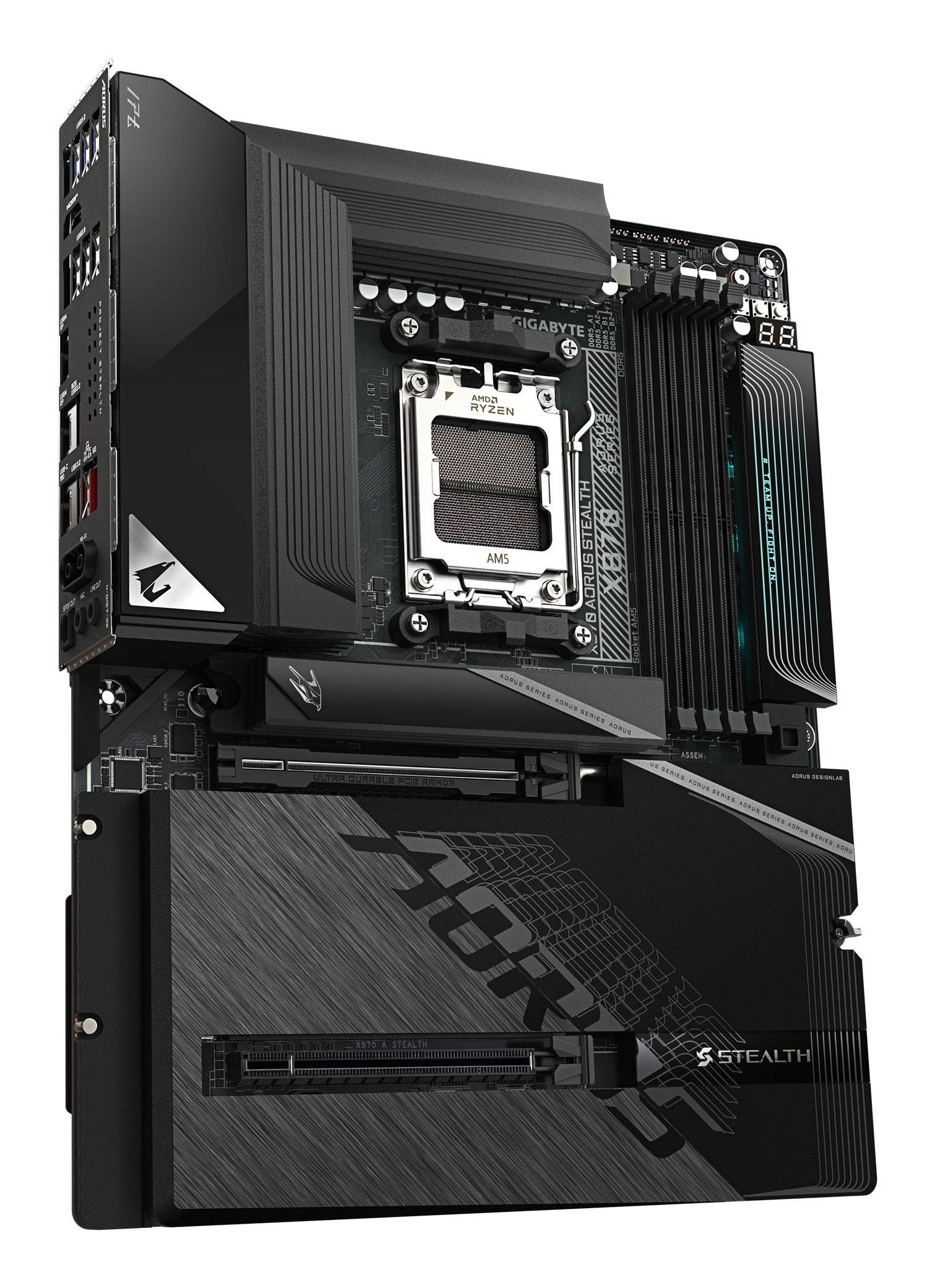 Motherboard GIGABYTE X870 AORUS STEALTH (AM5 - ATX - Duplo canal - Preto), miniatura 3