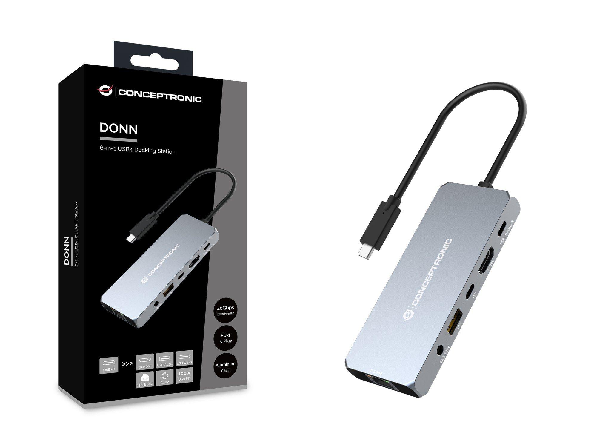 Docking Station USB-C CONCEPTRONIC DONN22G (Cinzento) — miniatura 2