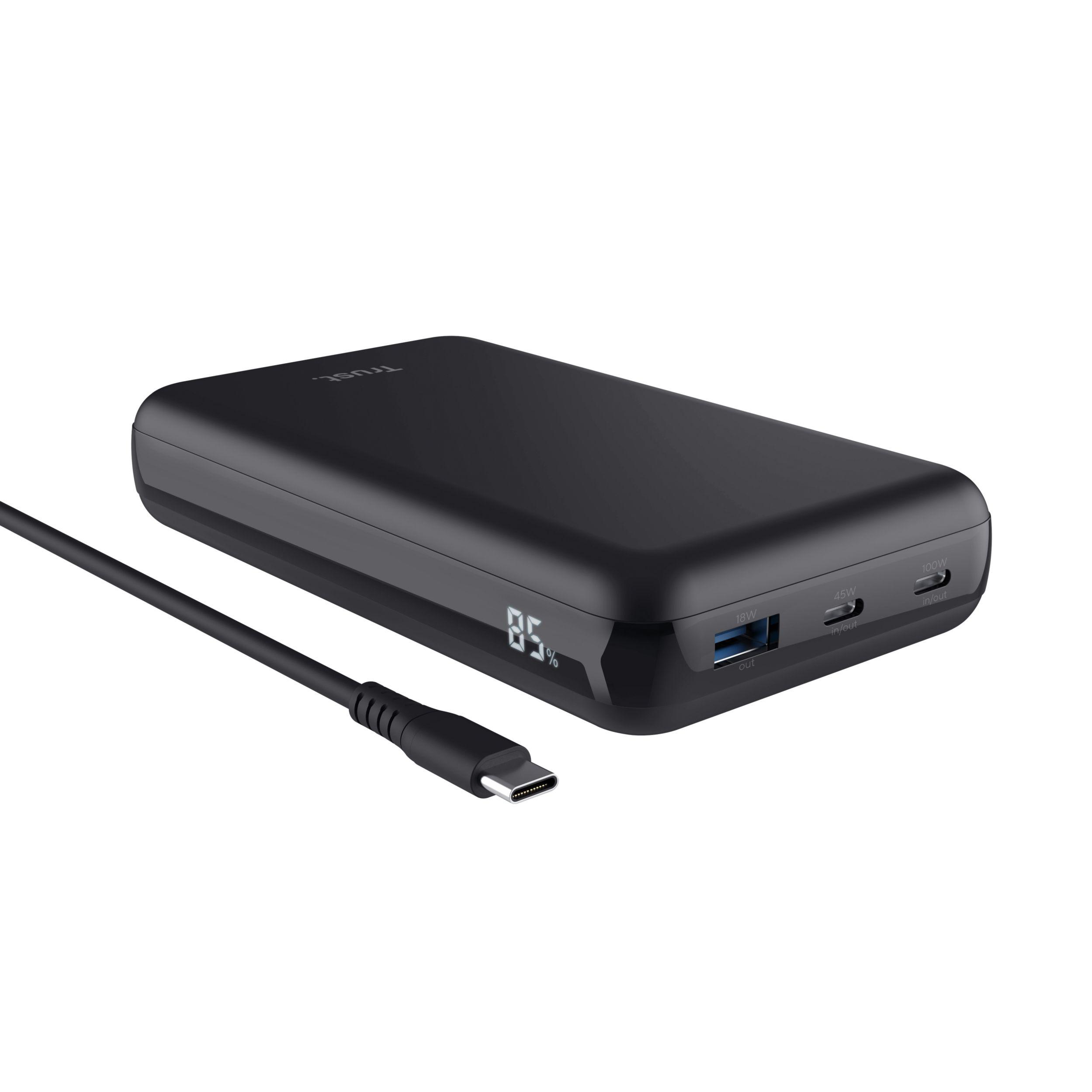 Bateria Externa TRUST Laro (USB-C - USB - USB Type-C - Preto)