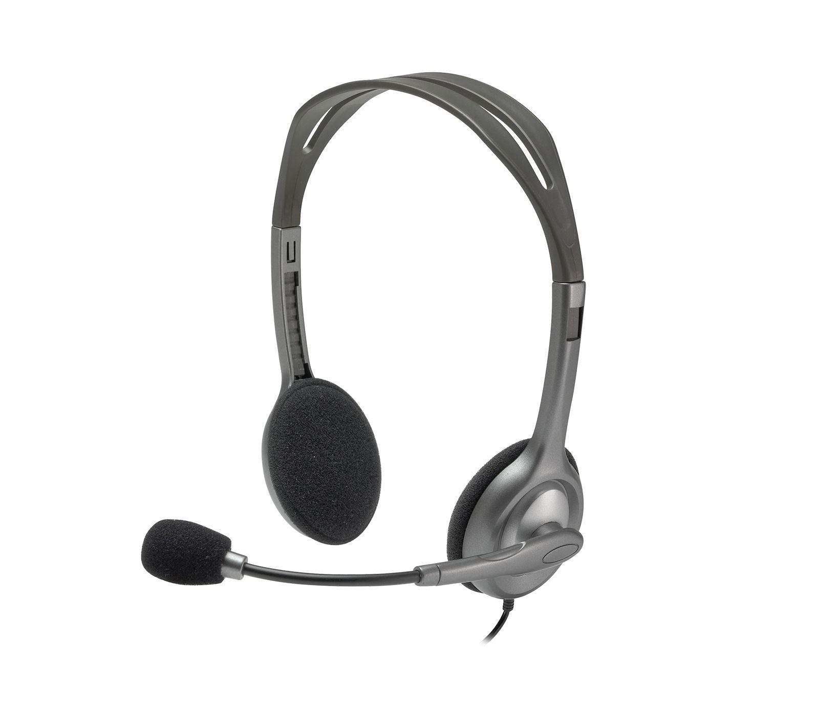 Headset LOGITECH H110 (Binaural - Com fios - Supra-aural - Cinzento)