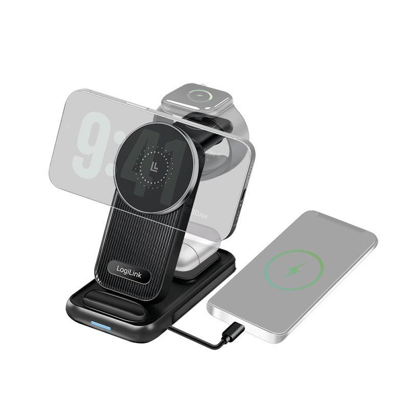 Estação de Carregamento Sem Fios LOGILINK PA0292 (20,5 W - Apple - Preto), miniatura 3