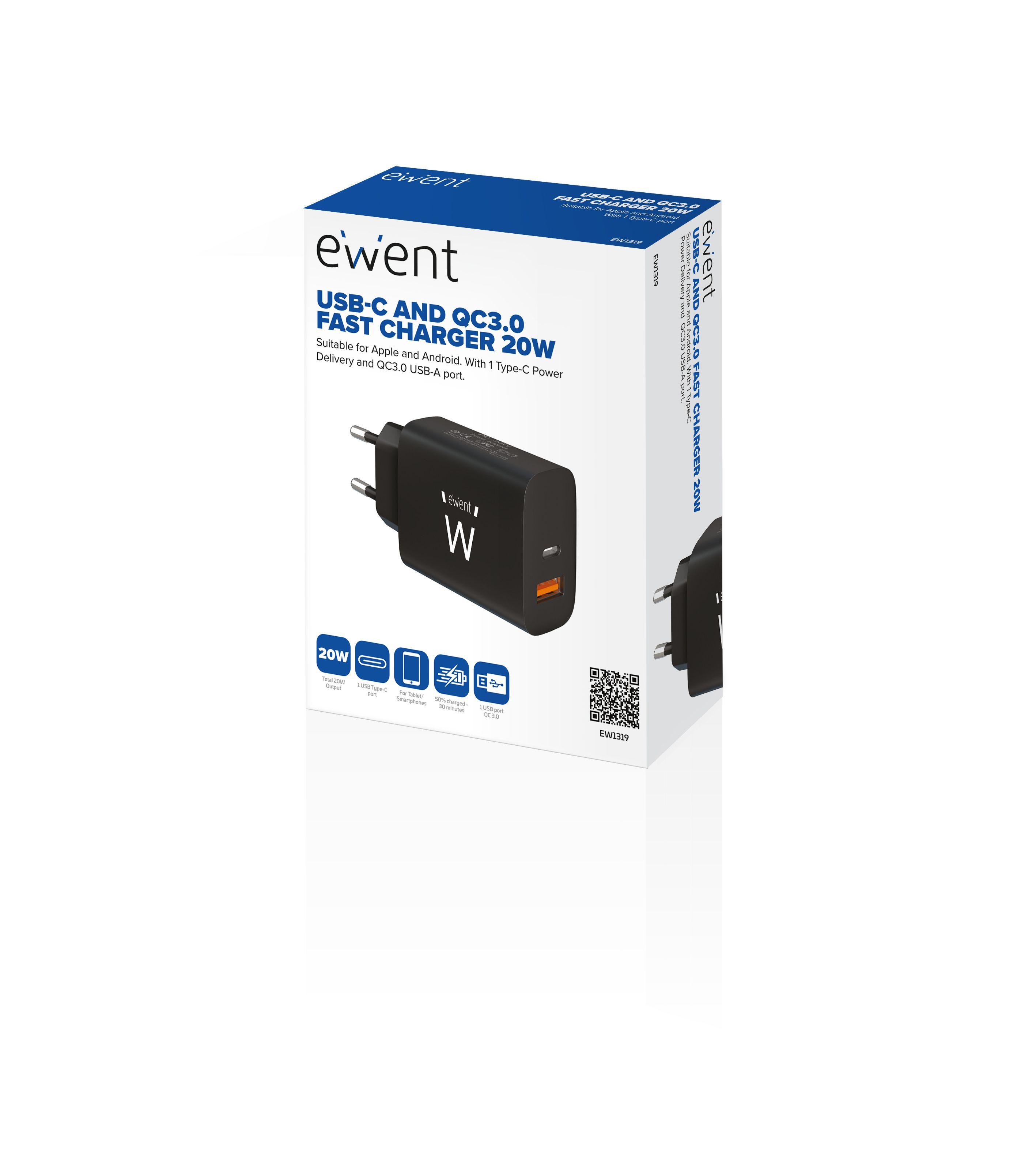 Carregador de Parede EWENT EW1319 (20 W - Preto) — miniatura 4