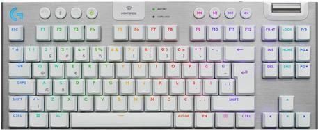 Teclado LOGITECH G915 X LIGHTSPEED TKL (Estados Unidos - Logitech GL Tactile - USB + RF sem fios + Bluetooth - Branco)